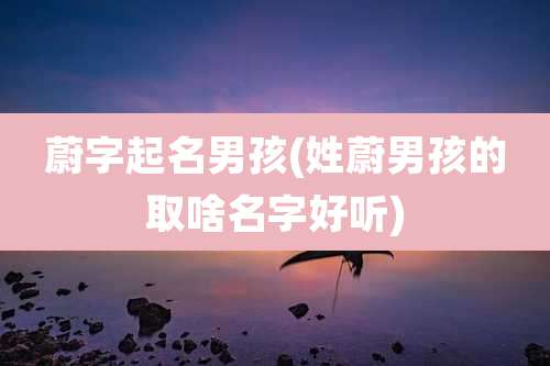 蔚字起名男孩(姓蔚男孩的取啥名字好听)