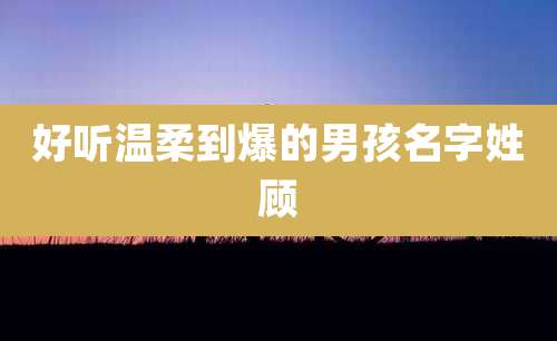 好听温柔到爆的男孩名字姓顾