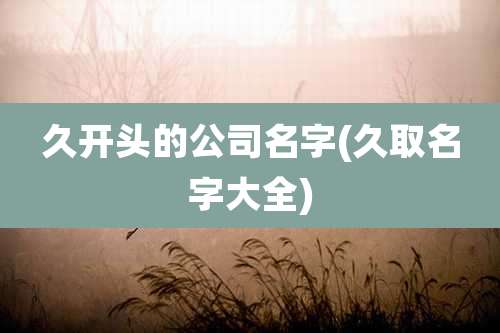 久开头的公司名字(久取名字大全)