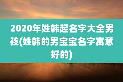 2020年姓韩起名字大全男孩(姓韩的男宝宝名字寓意好的)