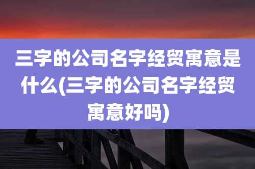 三字的公司名字经贸寓意是什么(三字的公司名字经贸寓意好吗)