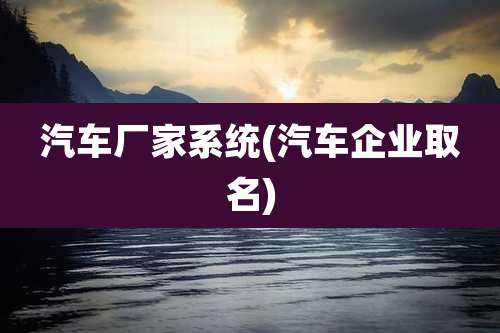 汽车厂家系统(汽车企业取名)