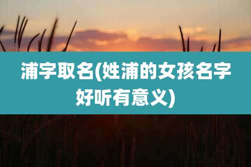 浦字取名(姓浦的女孩名字好听有意义)