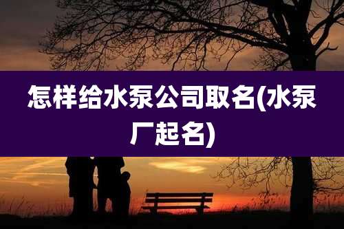 怎样给水泵公司取名(水泵厂起名)