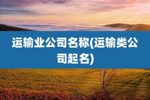 运输业公司名称(运输类公司起名)
