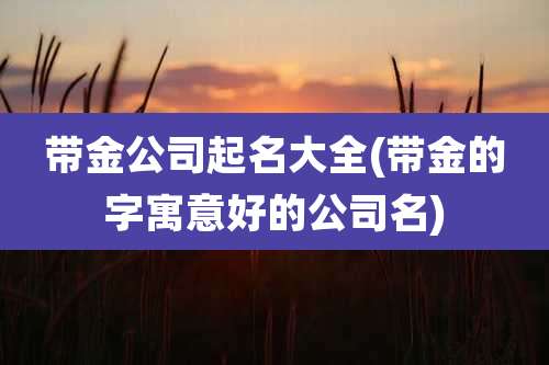 带金公司起名大全(带金的字寓意好的公司名)