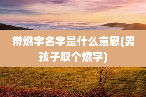 带燃字名字是什么意思(男孩子取个燃字)