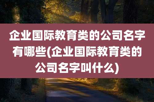 企业国际教育类的公司名字有哪些(企业国际教育类的公司名字叫什么)