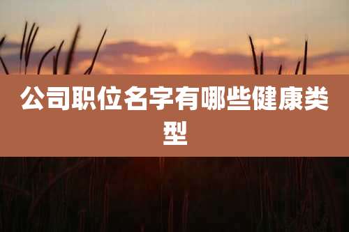 公司职位名字有哪些健康类型