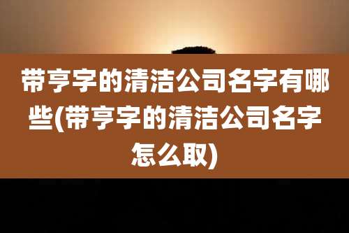 带亨字的清洁公司名字有哪些(带亨字的清洁公司名字怎么取)