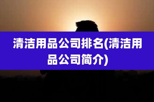 清洁用品公司排名(清洁用品公司简介)