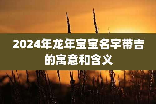 2024年龙年宝宝名字带吉的寓意和含义