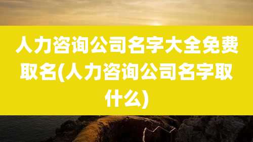 人力咨询公司名字大全免费取名(人力咨询公司名字取什么)