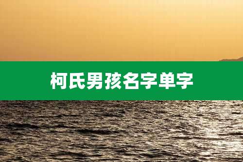 柯氏男孩名字单字