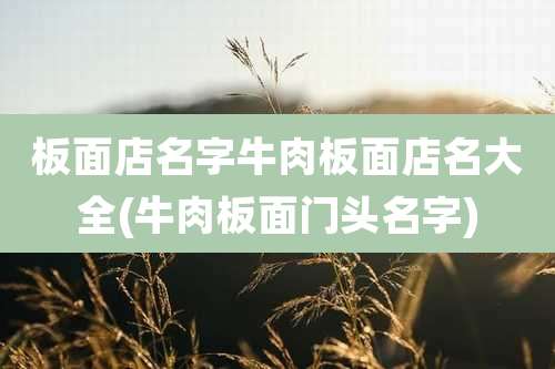板面店名字牛肉板面店名大全(牛肉板面门头名字)