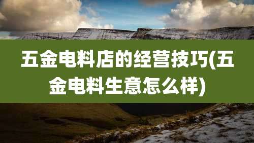 五金电料店的经营技巧(五金电料生意怎么样)