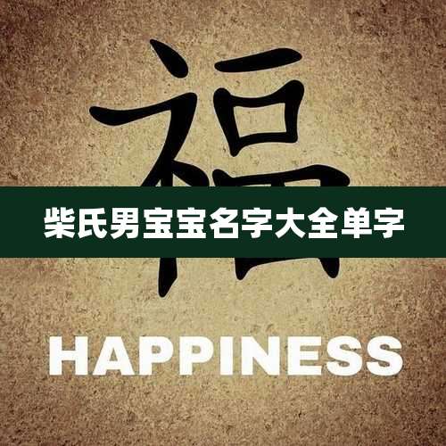 柴氏男宝宝名字大全单字
