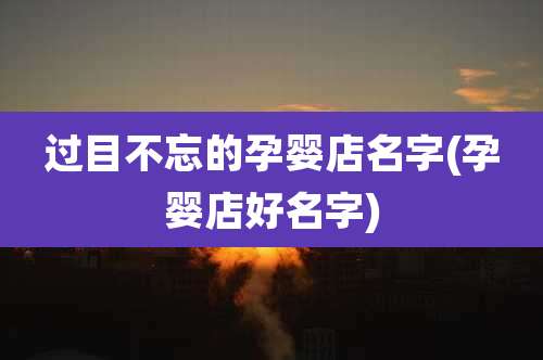 过目不忘的孕婴店名字(孕婴店好名字)