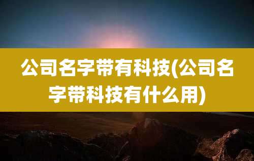 公司名字带有科技(公司名字带科技有什么用)