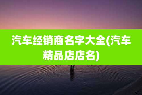 汽车经销商名字大全(汽车精品店店名)