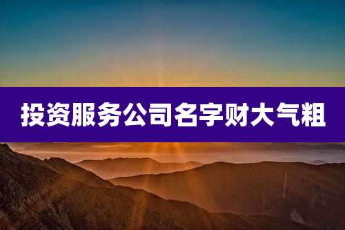 投资服务公司名字财大气粗