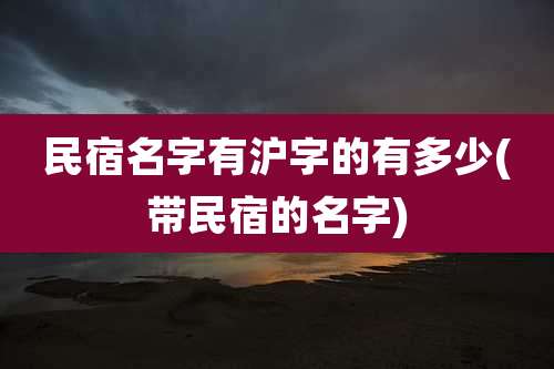 民宿名字有沪字的有多少(带民宿的名字)
