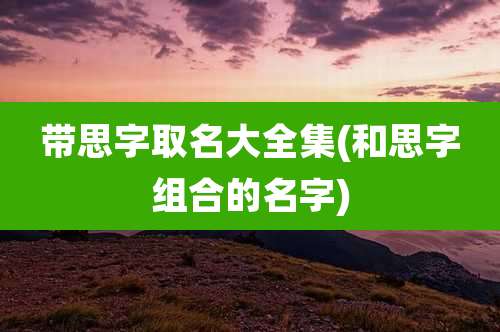 带思字取名大全集(和思字组合的名字)