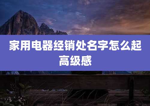 家用电器经销处名字怎么起高级感