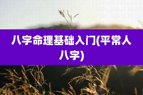 八字命理基础入门(平常人八字)