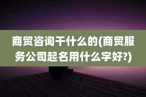 商贸咨询干什么的(商贸服务公司起名用什么字好?)