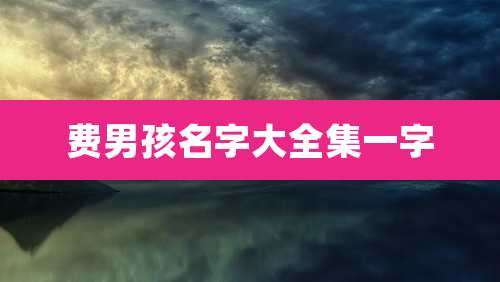 费男孩名字大全集一字