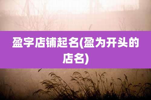 盈字店铺起名(盈为开头的店名)