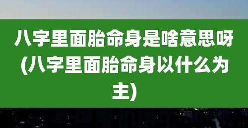 八字里面胎命身是啥意思呀(八字里面胎命身以什么为主)