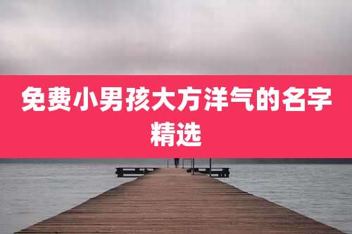 免费小男孩大方洋气的名字精选