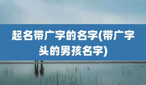 起名带广字的名字(带广字头的男孩名字)