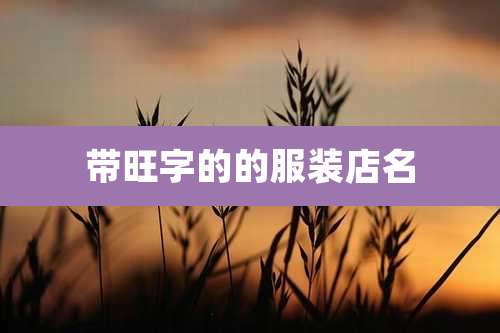 带旺字的的服装店名