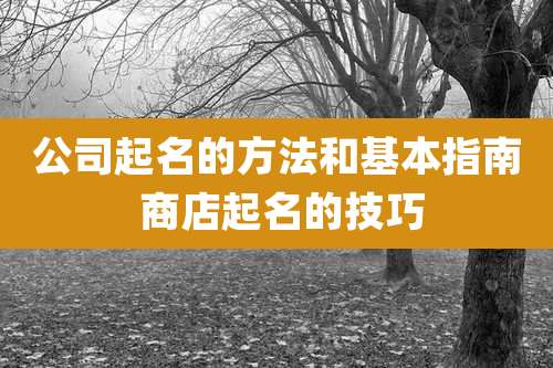 公司起名的方法和基本指南 商店起名的技巧
