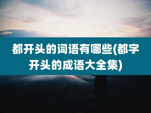 都开头的词语有哪些(都字开头的成语大全集)