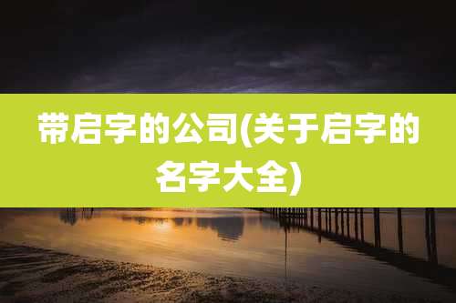带启字的公司(关于启字的名字大全)