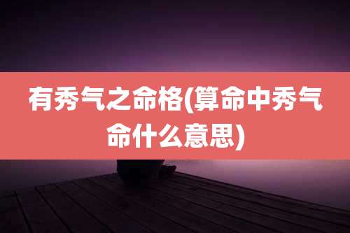 有秀气之命格(算命中秀气命什么意思)
