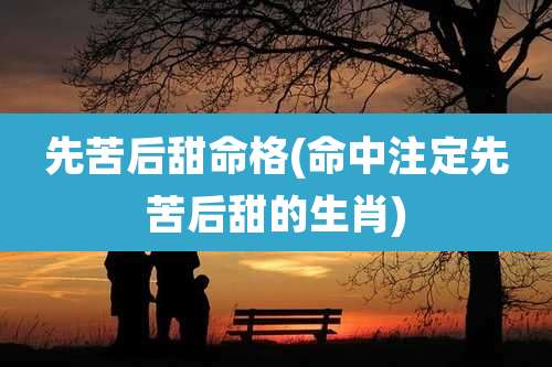 先苦后甜命格(命中注定先苦后甜的生肖)