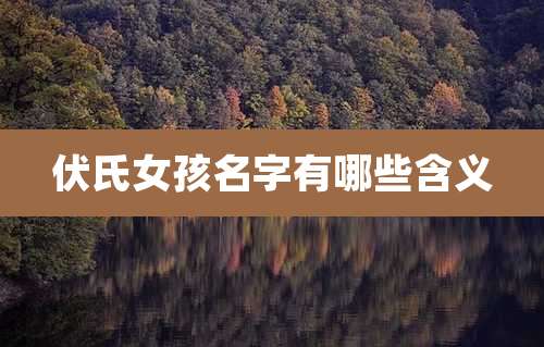 伏氏女孩名字有哪些含义
