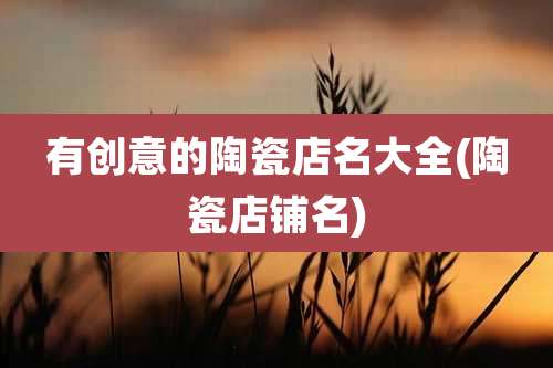 有创意的陶瓷店名大全(陶瓷店铺名)