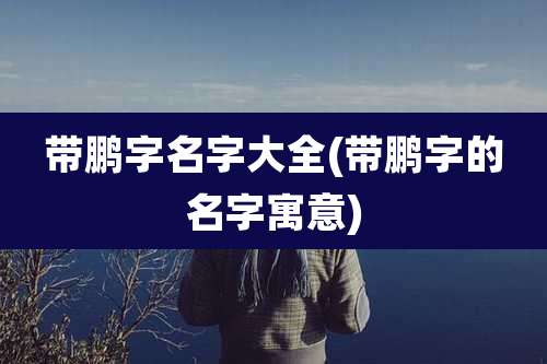 带鹏字名字大全(带鹏字的名字寓意)