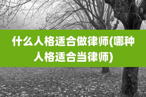 什么人格适合做律师(哪种人格适合当律师)