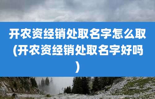 开农资经销处取名字怎么取(开农资经销处取名字好吗)
