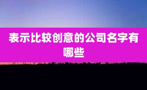 表示比较创意的公司名字有哪些