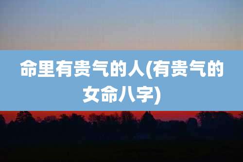 命里有贵气的人(有贵气的女命八字)