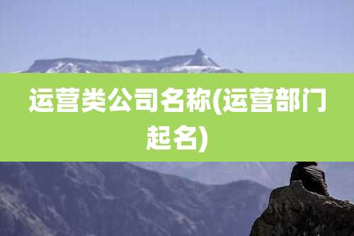 运营类公司名称(运营部门起名)