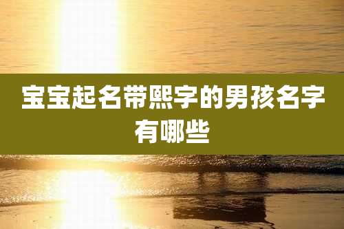 宝宝起名带熙字的男孩名字有哪些